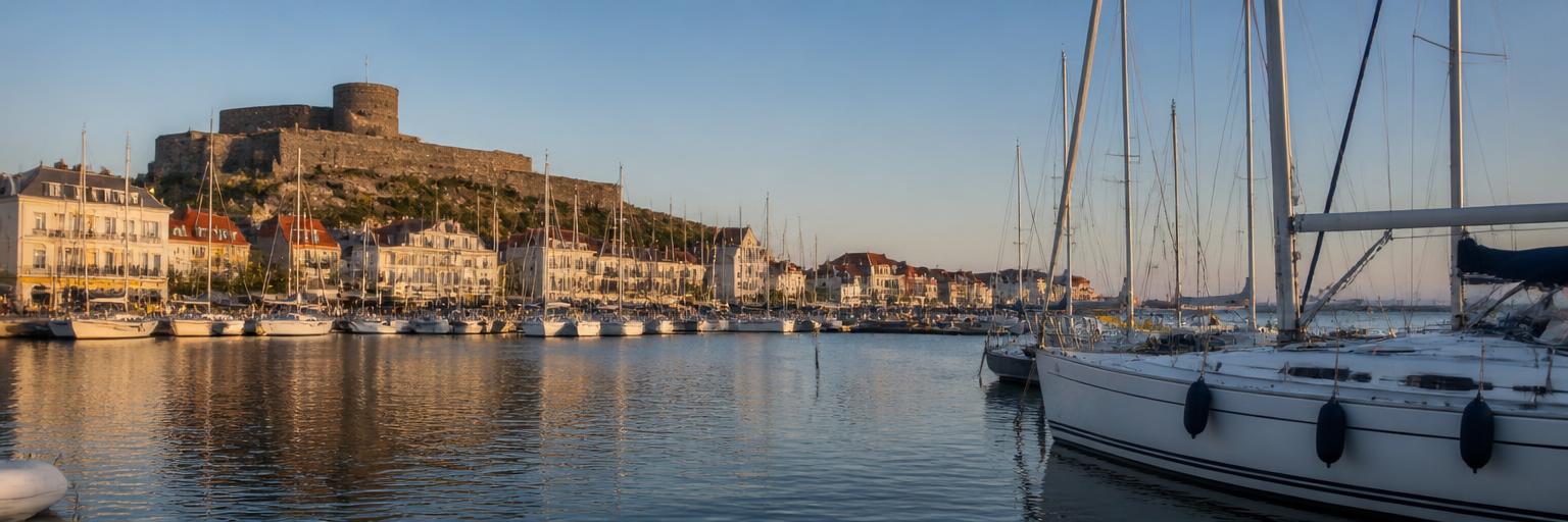 Marstrands hamn i kvällsljus
